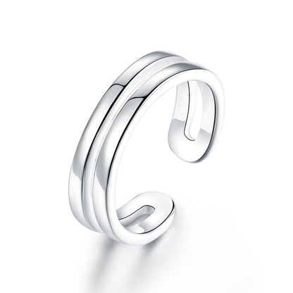 Bague ajustable à double bande en argent sterling pour fille