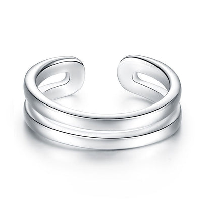 Bague ajustable à double bande en argent sterling pour fille