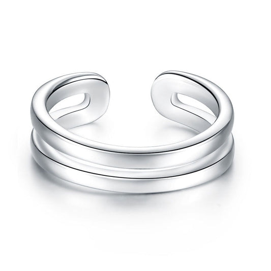 Bague ajustable à double bande en argent sterling pour fille