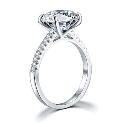 Bague en argent sterling avec diamant synthétique taille ovale de 4 carats