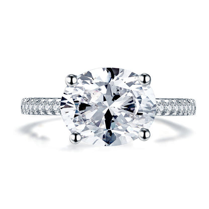 Bague en argent sterling avec diamant synthétique taille ovale de 4 carats