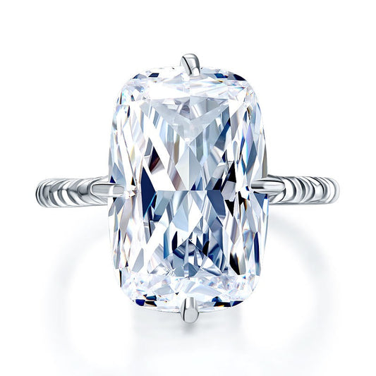 Bague solitaire en argent sterling avec diamant synthétique taille coussin de 8,5 carats