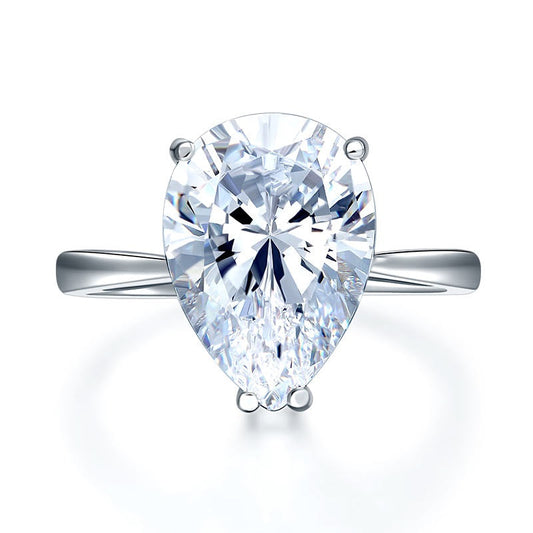 Bague solitaire en argent sterling avec diamant simulé taille poire de 4,5 carats