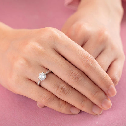 1 CT. Round Moissanite Diamond Pavé Engagement Ring in Sterling Silver