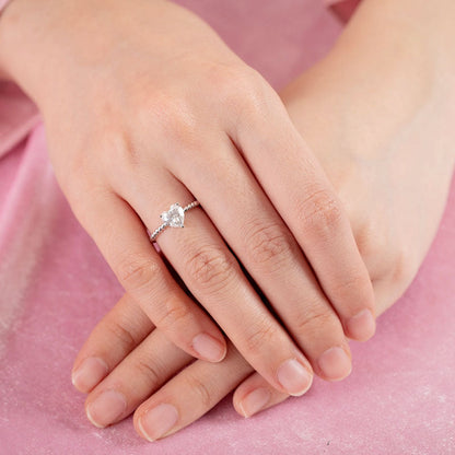 1 CT. Heart Cut Moissanite Diamond Solitaire Engagement Ring in Sterling Silver