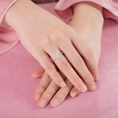 1 CT. Heart Cut Moissanite Diamond Pavé Engagement Ring in Sterling Silver