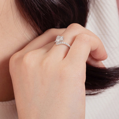 1 CT. Heart Cut Moissanite Diamond Pavé Engagement Ring in Sterling Silver
