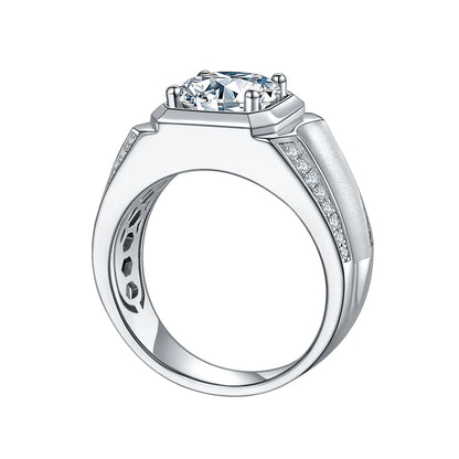 Anillo de plata esterlina con moissanita para hombre