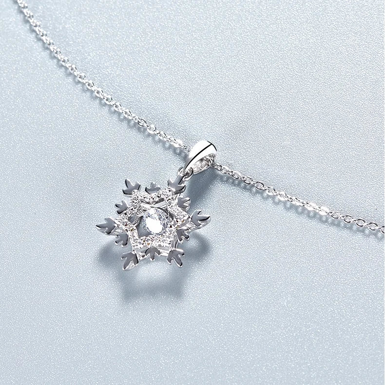 GRACE 0.5 CT Moissanite Dancing Stone Snowflake Pendant Necklace
