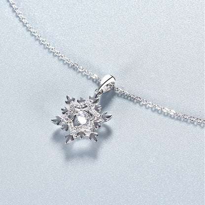 GRACE 0.5 CT Moissanite Dancing Stone Snowflake Pendant Necklace