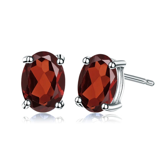 GRACE 1.2 CT. Oval Red Garnet Stud Earrings in Sterling Silver