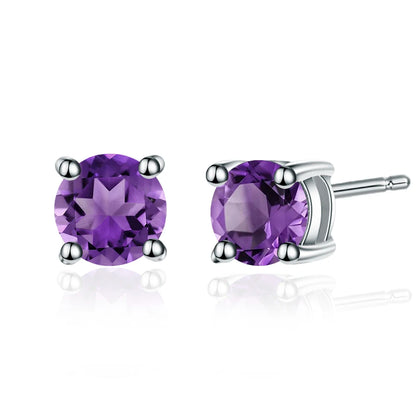 Pendientes GRACE de 1,28 quilates con piedras preciosas redondas en plata de ley