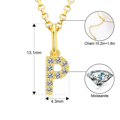 Collar con colgante de inicial en pavé de moissanita diminuto en plata de ley