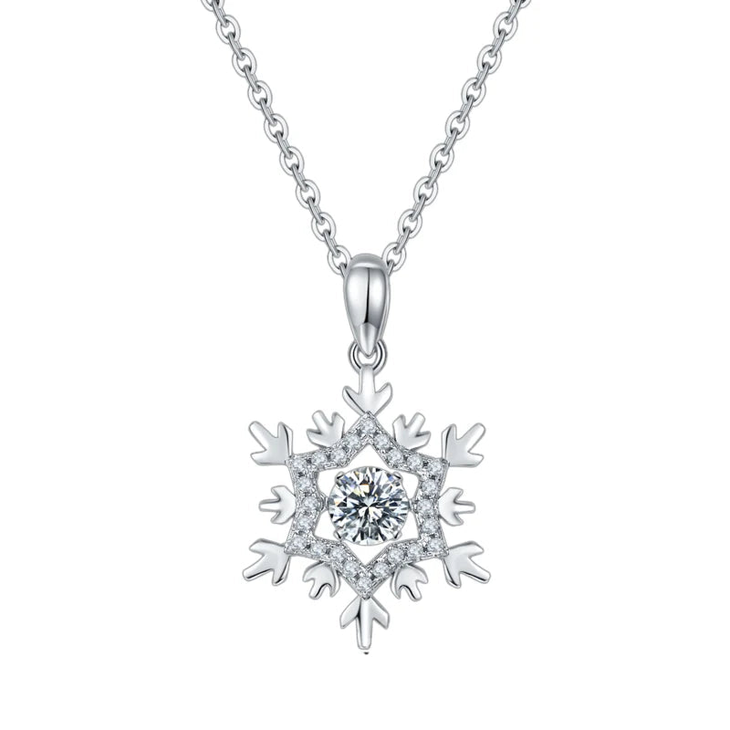 GRACE 0.5 CT Moissanite Dancing Stone Snowflake Pendant Necklace