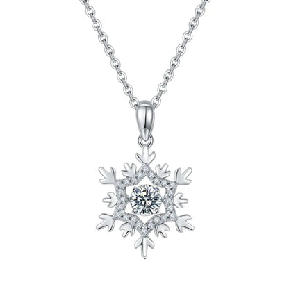 GRACE 0.5 CT Moissanite Dancing Stone Snowflake Pendant Necklace