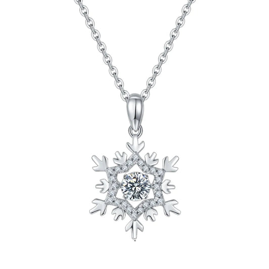 GRACE 0.5 CT Moissanite Dancing Stone Snowflake Pendant Necklace