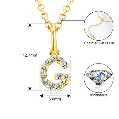 Collar con colgante de inicial en pavé de moissanita diminuto en plata de ley
