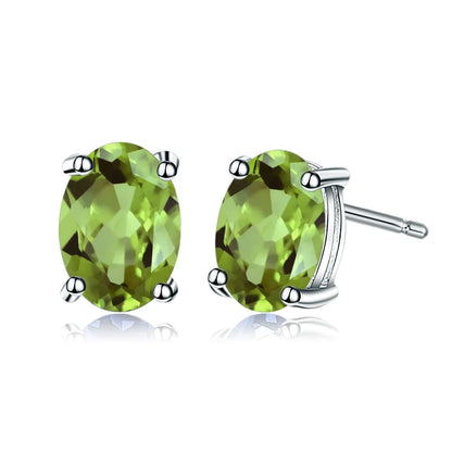 Pendientes GRACE de peridoto ovalado de 1,2 quilates en plata de ley