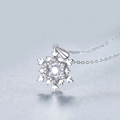 GRACE 0.5 CT Moissanite Dancing Stone Snowflake Pendant Necklace