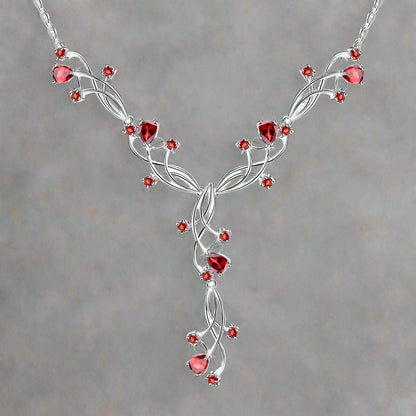 Collar nupcial floral con piedras preciosas GRACE en plata de ley
