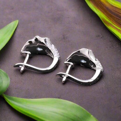 GRACE Swiss Blue Topaz Calla Lily Handmade Earrings in Sterling Silver