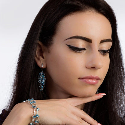 Pendientes colgantes con piedras preciosas GRACE en plata de ley