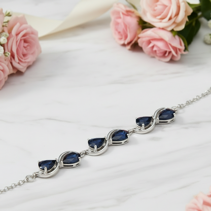 GRACE Pear Cut Gemstone Twist Style Bracelet in Sterling Silver