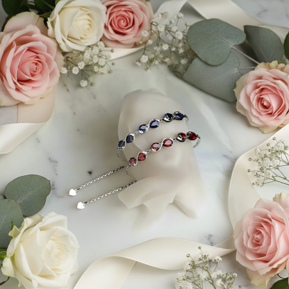 GRACE Pear Cut Gemstone Twist Style Bracelet in Sterling Silver