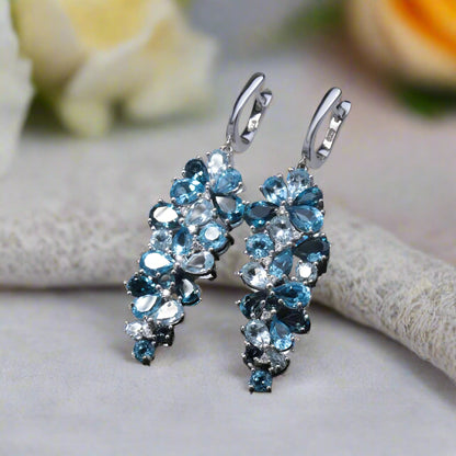Pendientes colgantes con piedras preciosas GRACE en plata de ley
