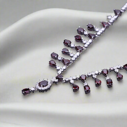 GRACE Bridal Gemstone Necklace in Sterling Silver