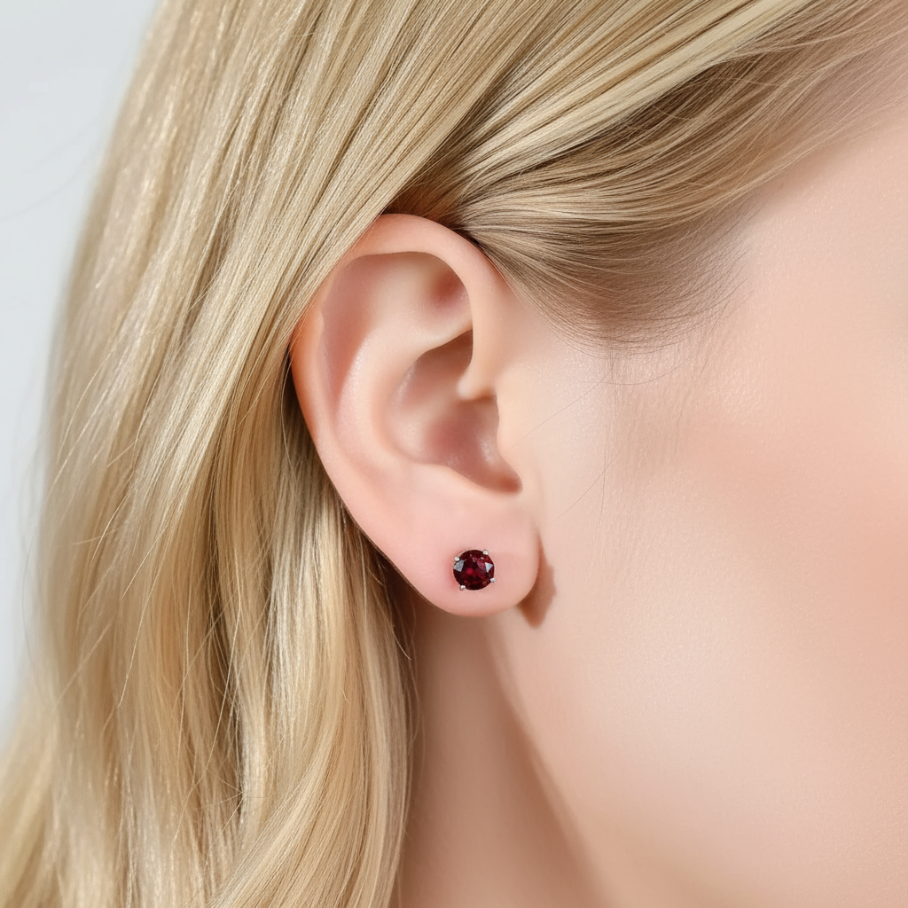 GRACE 1.28 CT. Round Gemstone Stud Earrings in Sterling Silver