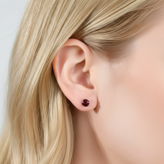 Boucles d'oreilles à tige GRACE en argent sterling avec pierres précieuses rondes de 1,28 carat