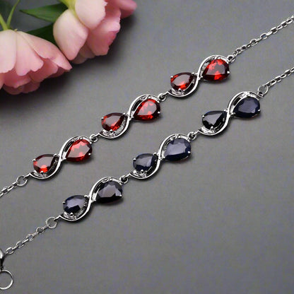 GRACE Pear Cut Twist Style Bracelet in Sterling Silver