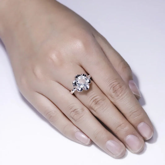 Bague GRACE en argent sterling avec fleur en pierres précieuses
