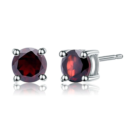 Boucles d'oreilles à tige GRACE en argent sterling avec pierres précieuses rondes de 1,28 carat