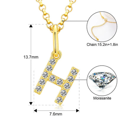 Collar con colgante de inicial en pavé de moissanita diminuto en plata de ley