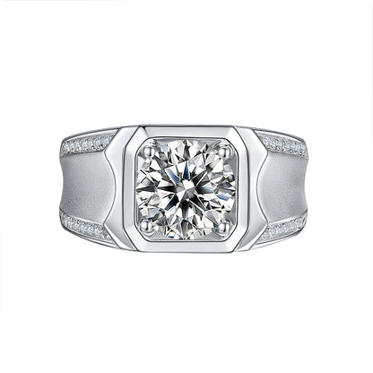 Anillo de plata esterlina con moissanita para hombre