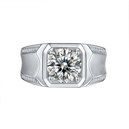 Anillo de plata esterlina con moissanita para hombre