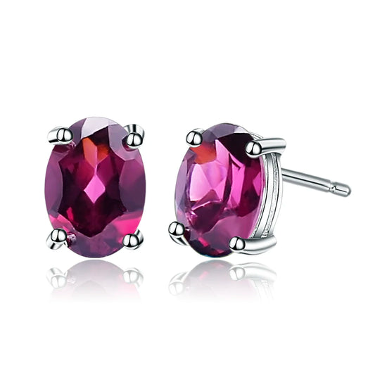 GRACE 1.2 CT. Oval Rhodolite Garnet Stud Earrings in Sterling Silver
