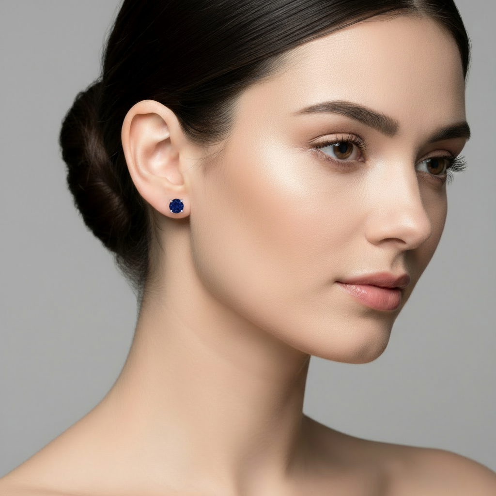 GRACE 1.28 CT. Round Gemstone Stud Earrings in Sterling Silver