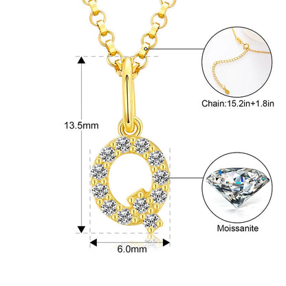 Collar con colgante de inicial en pavé de moissanita diminuto en plata de ley