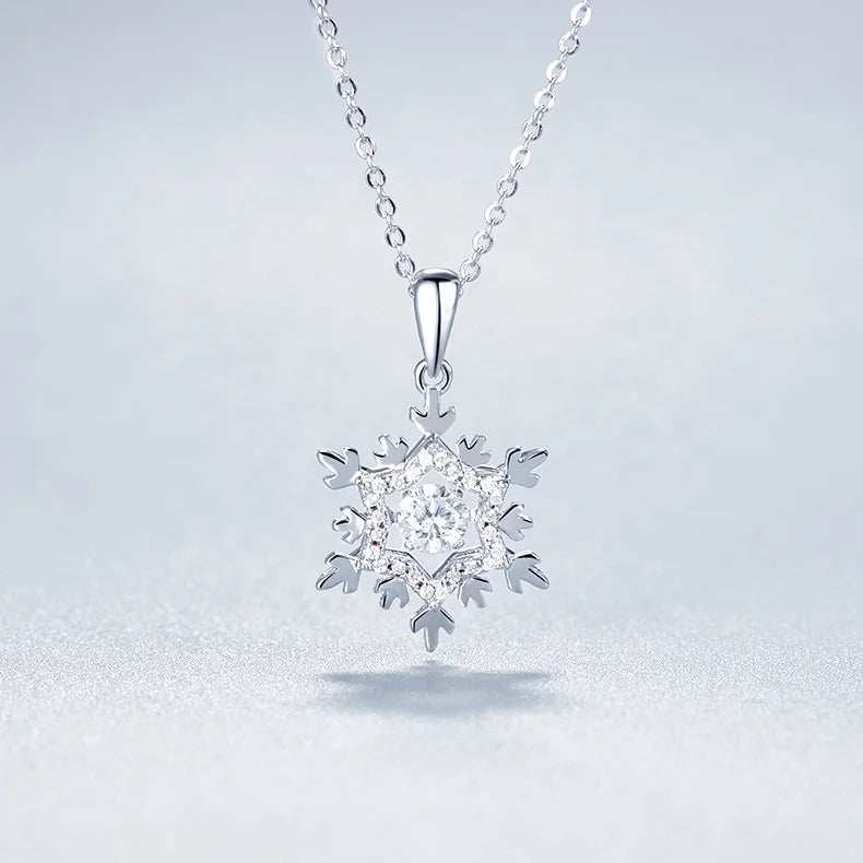 GRACE 0.5 CT Moissanite Dancing Stone Snowflake Pendant Necklace
