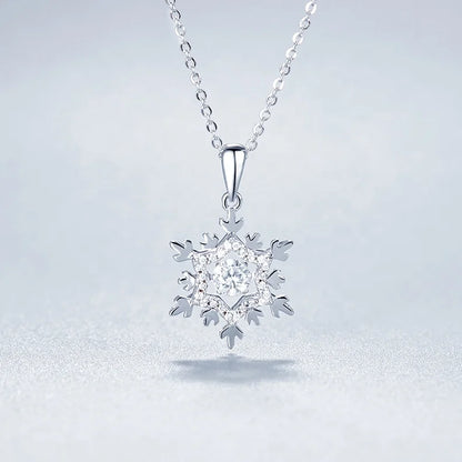 GRACE 0.5 CT Moissanite Dancing Stone Snowflake Pendant Necklace