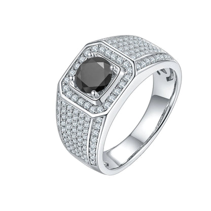 Anillo de plata esterlina con pavé de moissanita para hombre