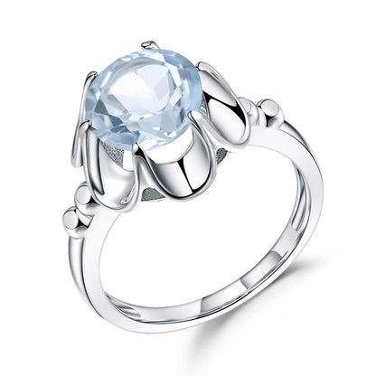 Anillo de flor con piedras preciosas GRACE en plata de ley
