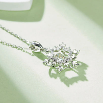 GRACE 0.5 CT Moissanite Dancing Stone Snowflake Pendant Necklace