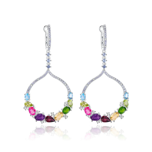 Boucles d'oreilles pendantes GRACE en argent sterling avec pierres précieuses