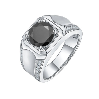 Anillo de plata esterlina con moissanita para hombre