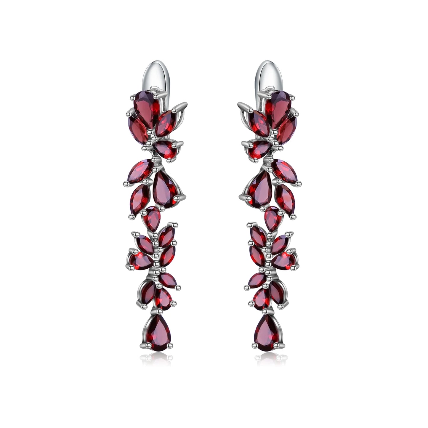 GRACE Gemstone Leaves Drop Earrings in Sterling Silver