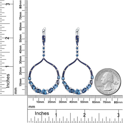 Pendientes colgantes circulares con piedras preciosas GRACE en plata de ley